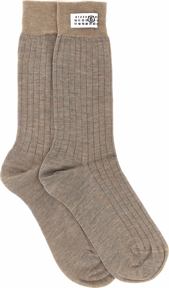 MM6 Maison Margiela Beige Wool Socks