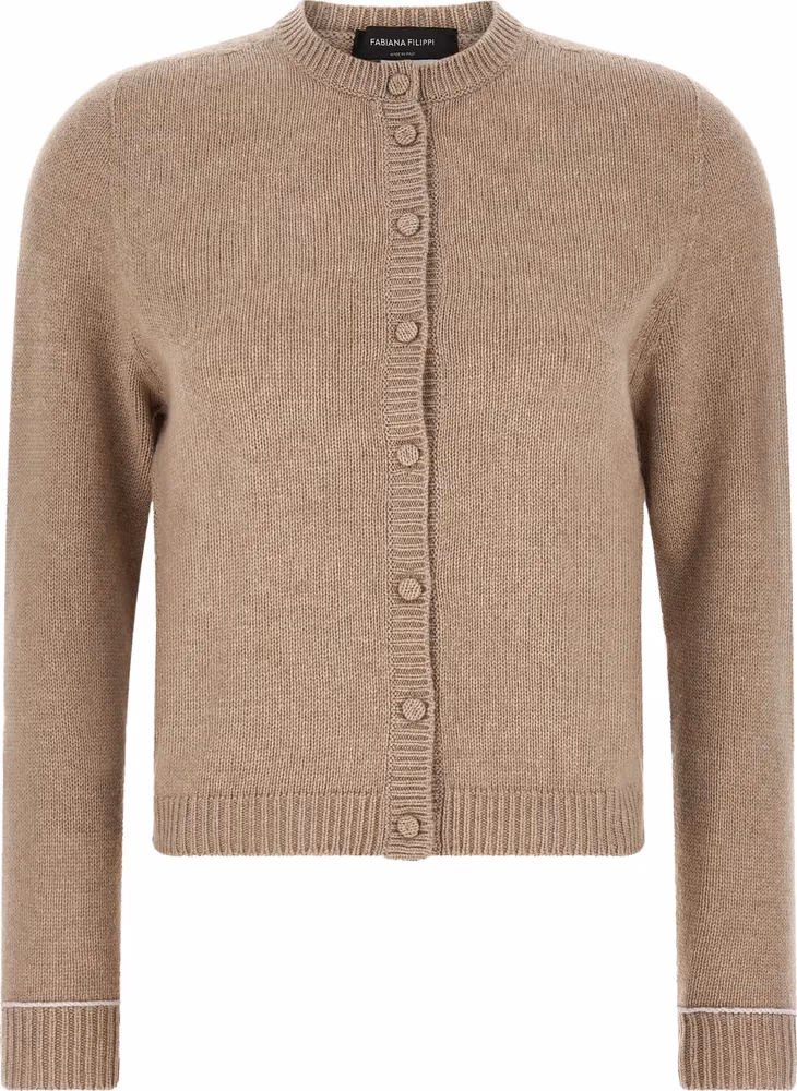 Fabiana Filippi Beige Virgin Wool Cardigan