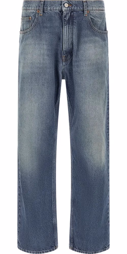 MM6 Maison Margiela Blue Cotton Straight-Leg Jeans