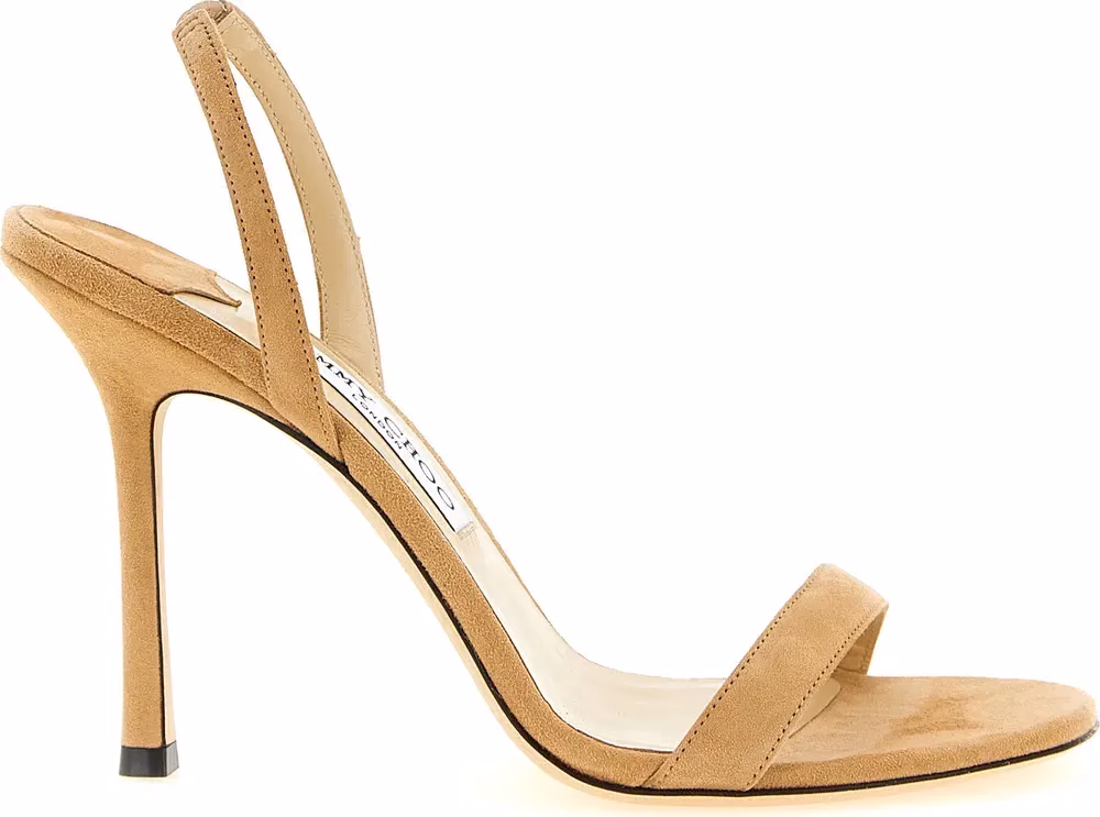 Jimmy Choo Beige Leather Stiletto Heel Sandals