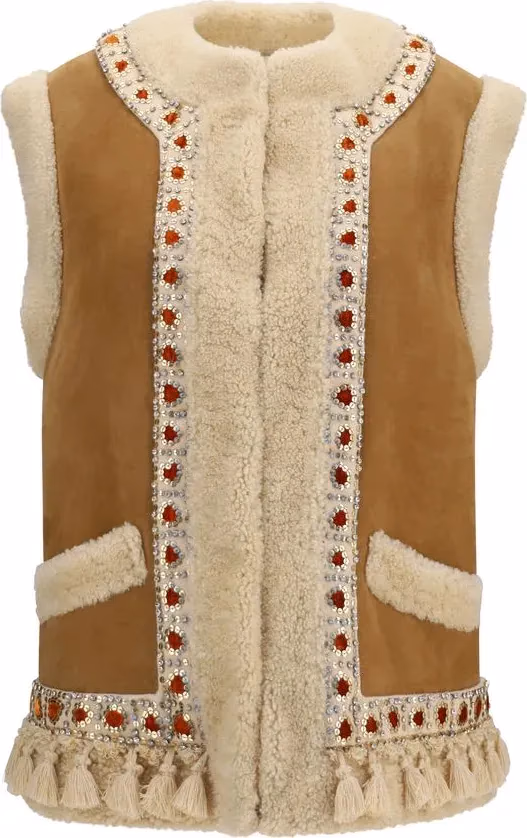 Valentino Garavani Beige Lamb Ovis Aries Aries Sleeveless Jacket
