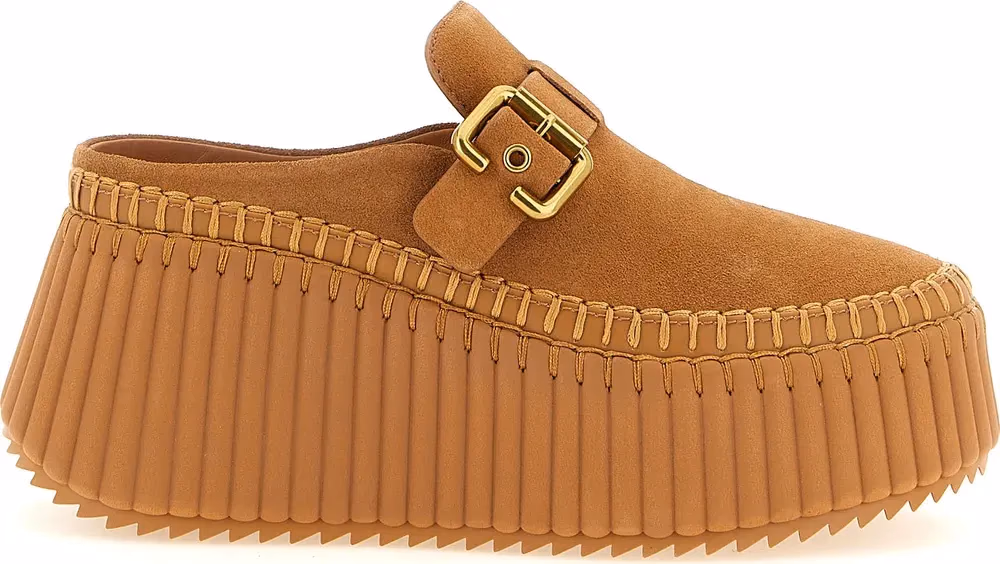 Chloé Beige Calfskin Wedge Sandals