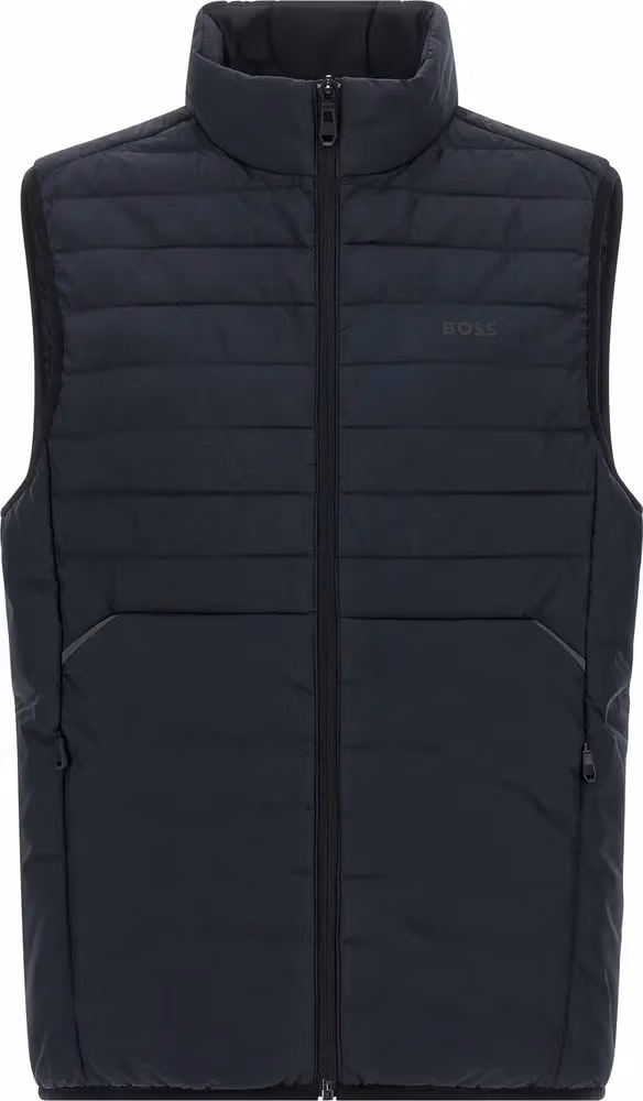 Hugo Boss Blue Polyester Sleeveless Jacket