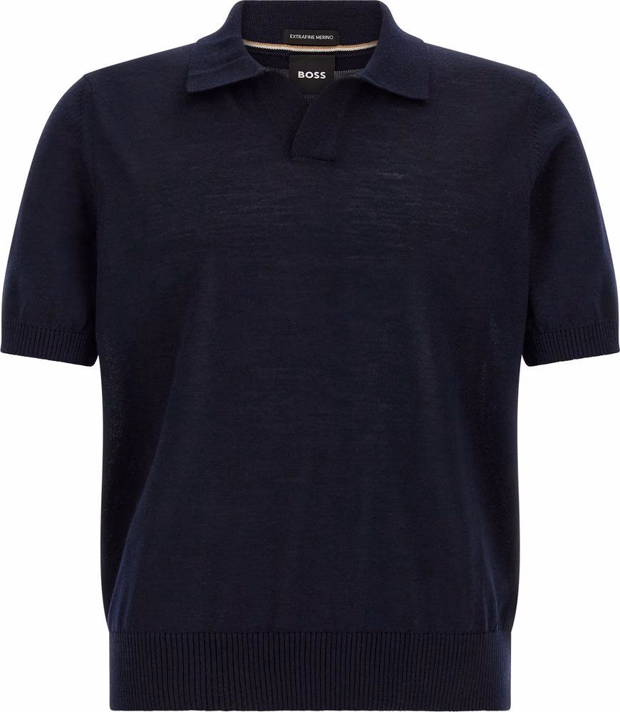Hugo Boss Blue Virgin Wool Polo Shirt