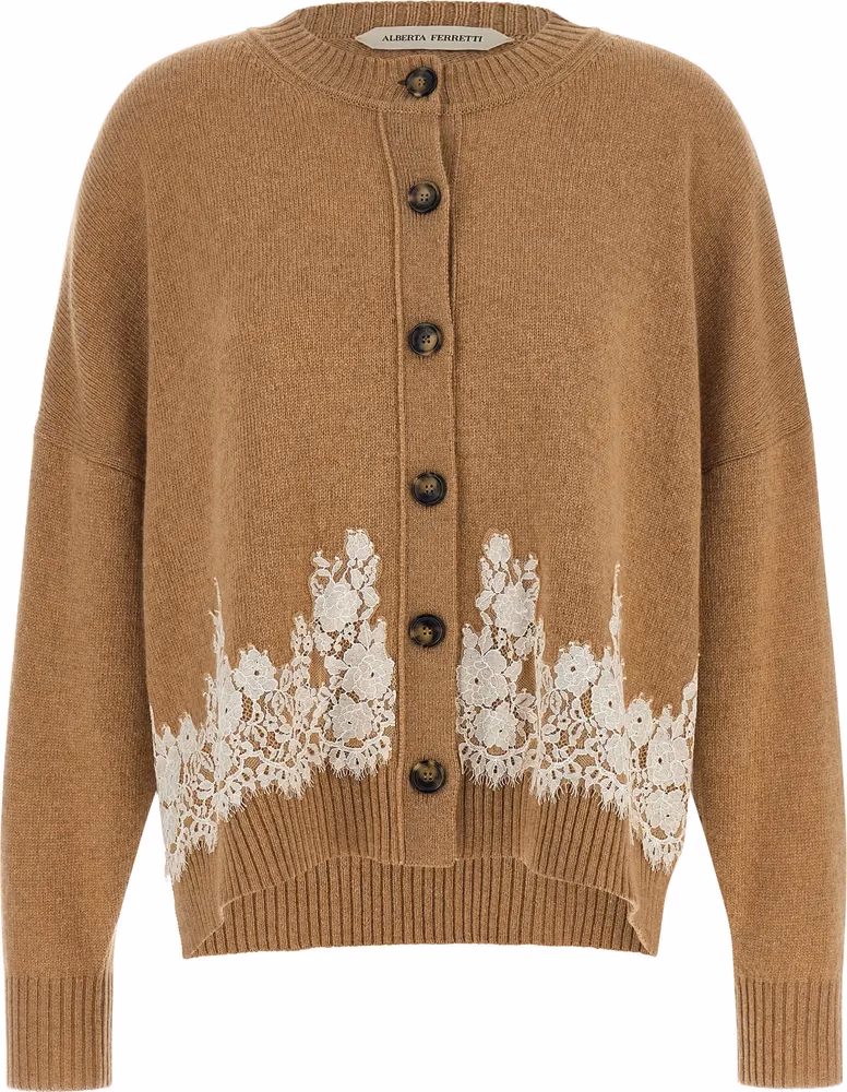 Alberta Ferretti Brown Cashmere Cardigan