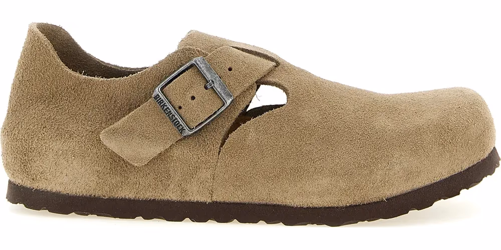 Birkenstock Beige Suede Leather Clogs