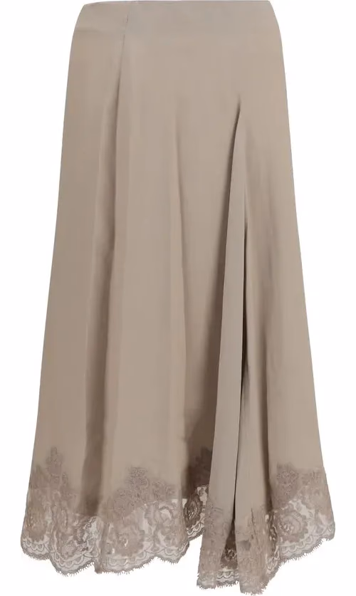 P.A.R.O.S.H. Beige Acetate Midi Skirt