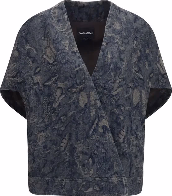 Giorgio Armani Blue Cotton Denim Jacket