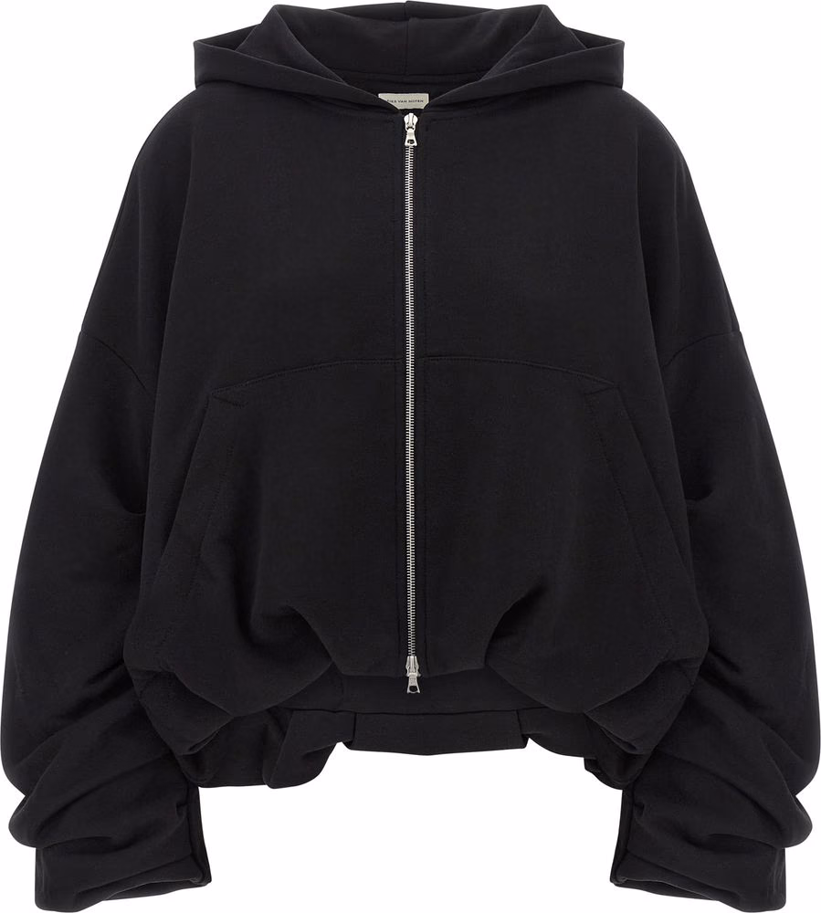 Dries Van Noten Black Cotton Hoodie