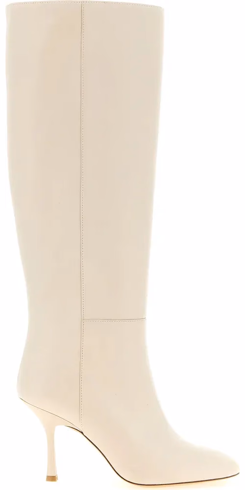 Stuart Weitzman White Lamb Leather Over The Knee