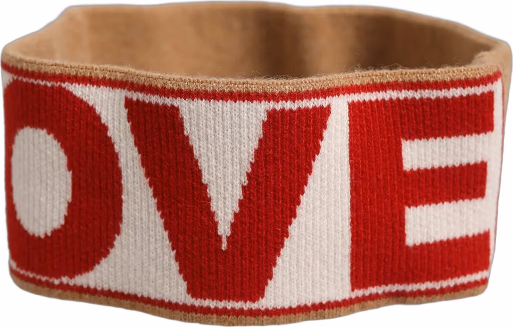 Dolce & Gabbana Beige Cashmere Knitted Embroidered Head Band One Size Hat