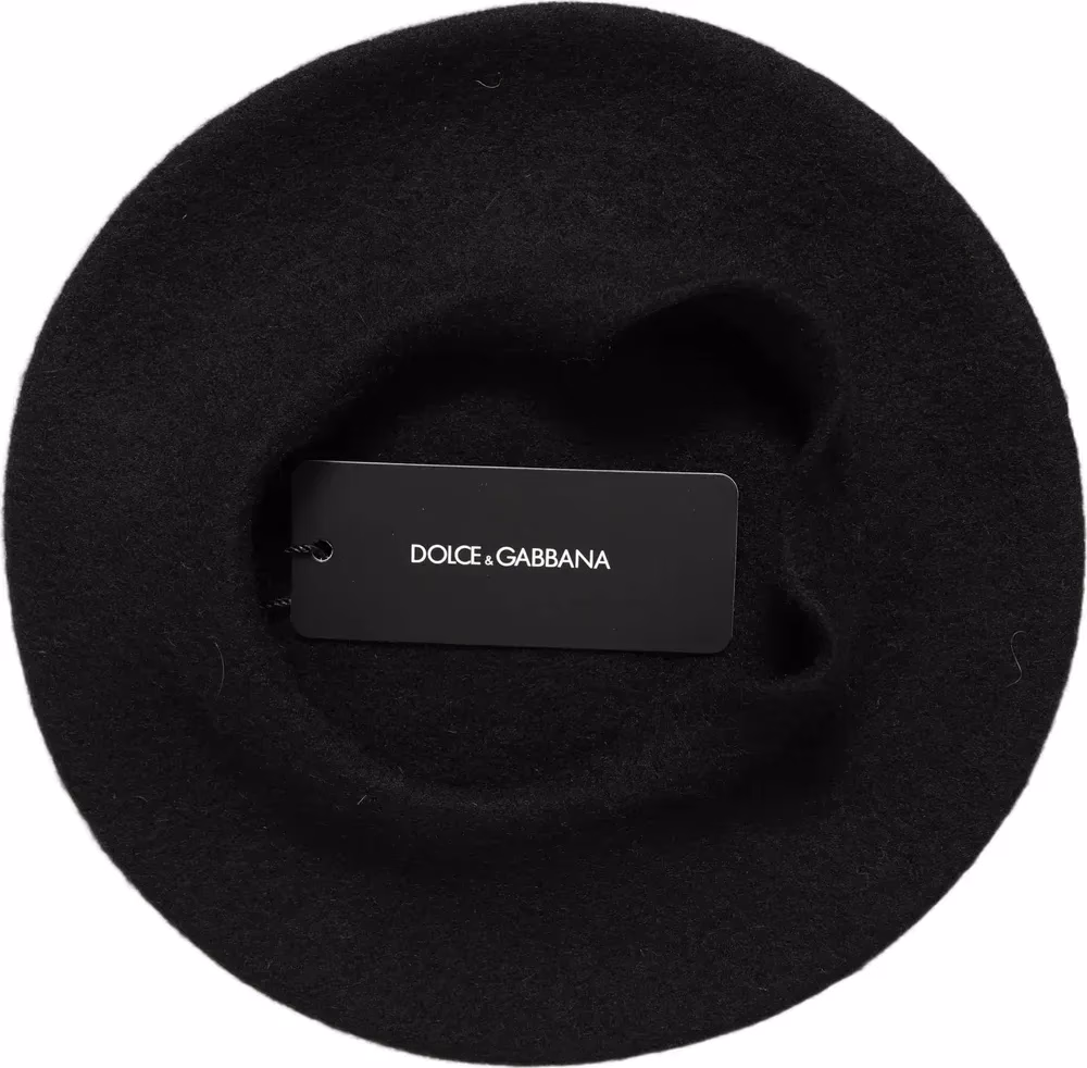 Dolce & Gabbana Black Wool French Style Beret Capello Hat