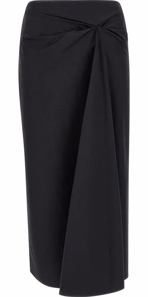 Max Mara Black Cotton Midi Skirt