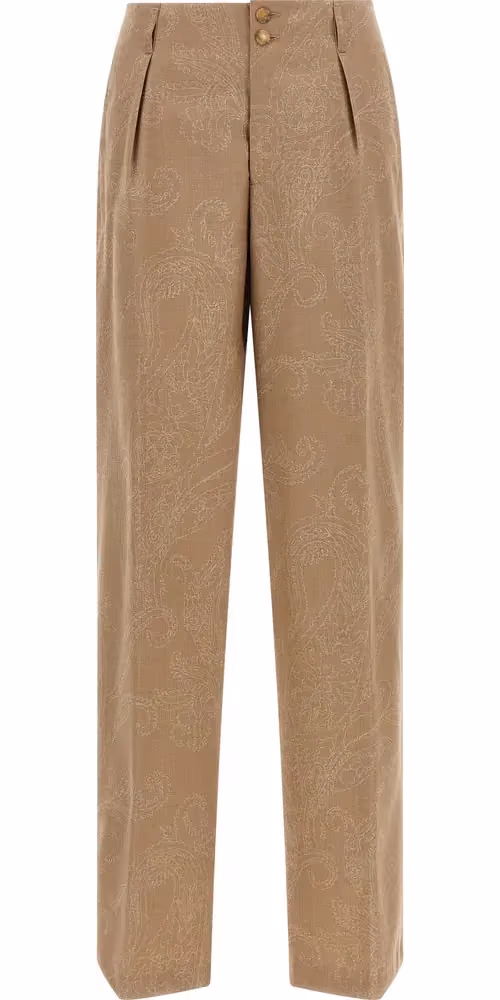 Etro Beige Wool Dress Pants