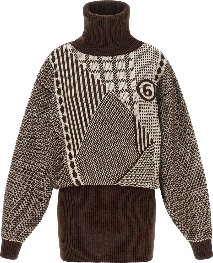 MM6 Maison Margiela Brown Wool Short Dress