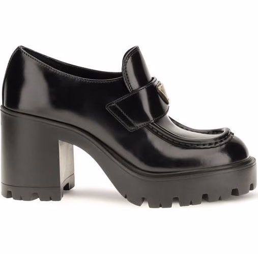 Prada Black Calf Leather Bos Taurus Platform Loafers