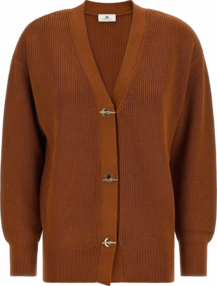 Elisabetta Franchi Brown Viscose Cardigan