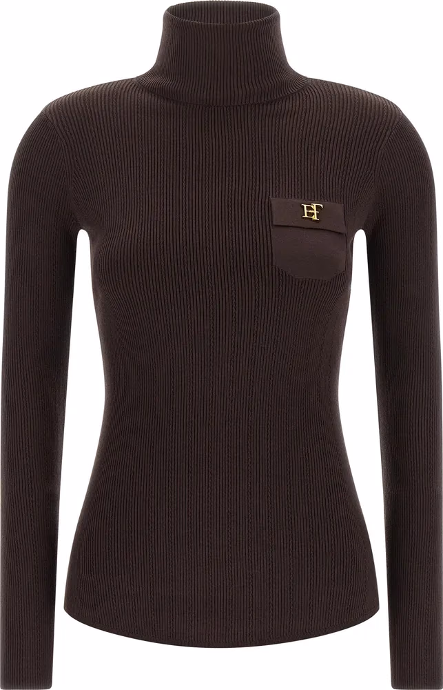 Elisabetta Franchi Brown Lycra Cardigan