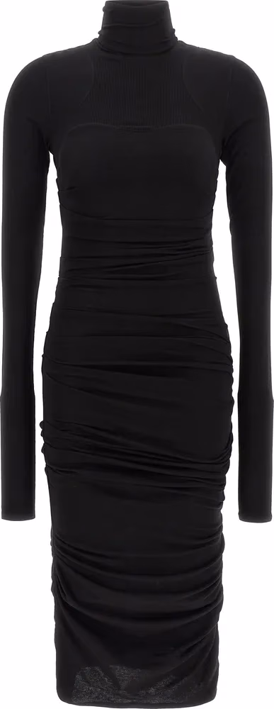 Elisabetta Franchi Black Lycra Midi Dress