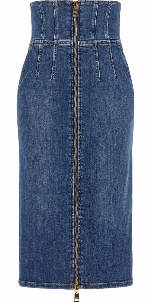 Elisabetta Franchi Blue Cotton Midi Skirt