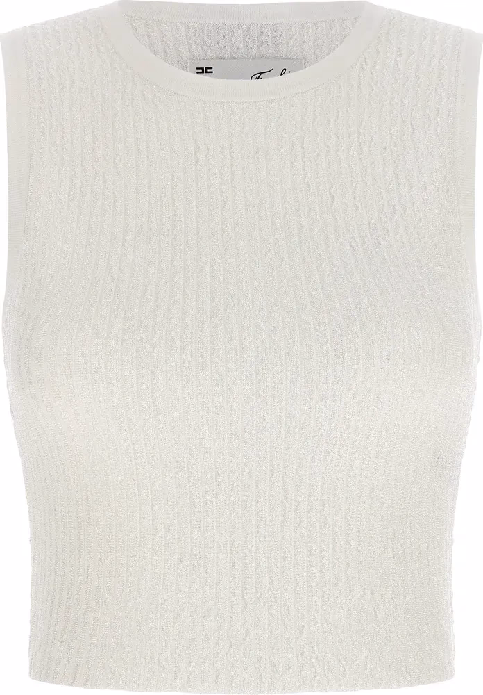 Elisabetta Franchi White Viscose Sleeveles T-Shirt