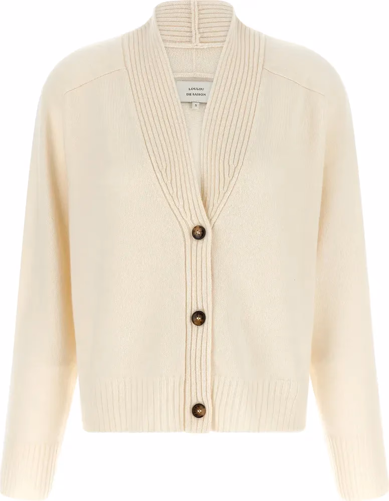 Loulou De Saison White Cashmere Cardigan