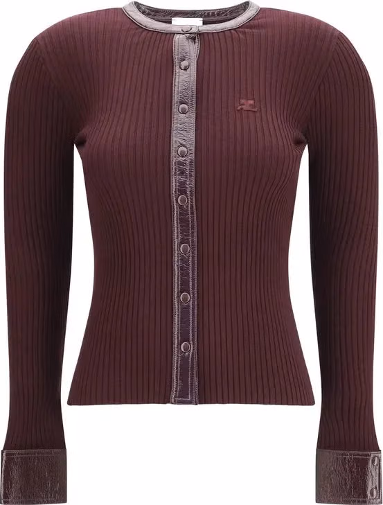 Courrèges Bordeaux Viscose Cardigan