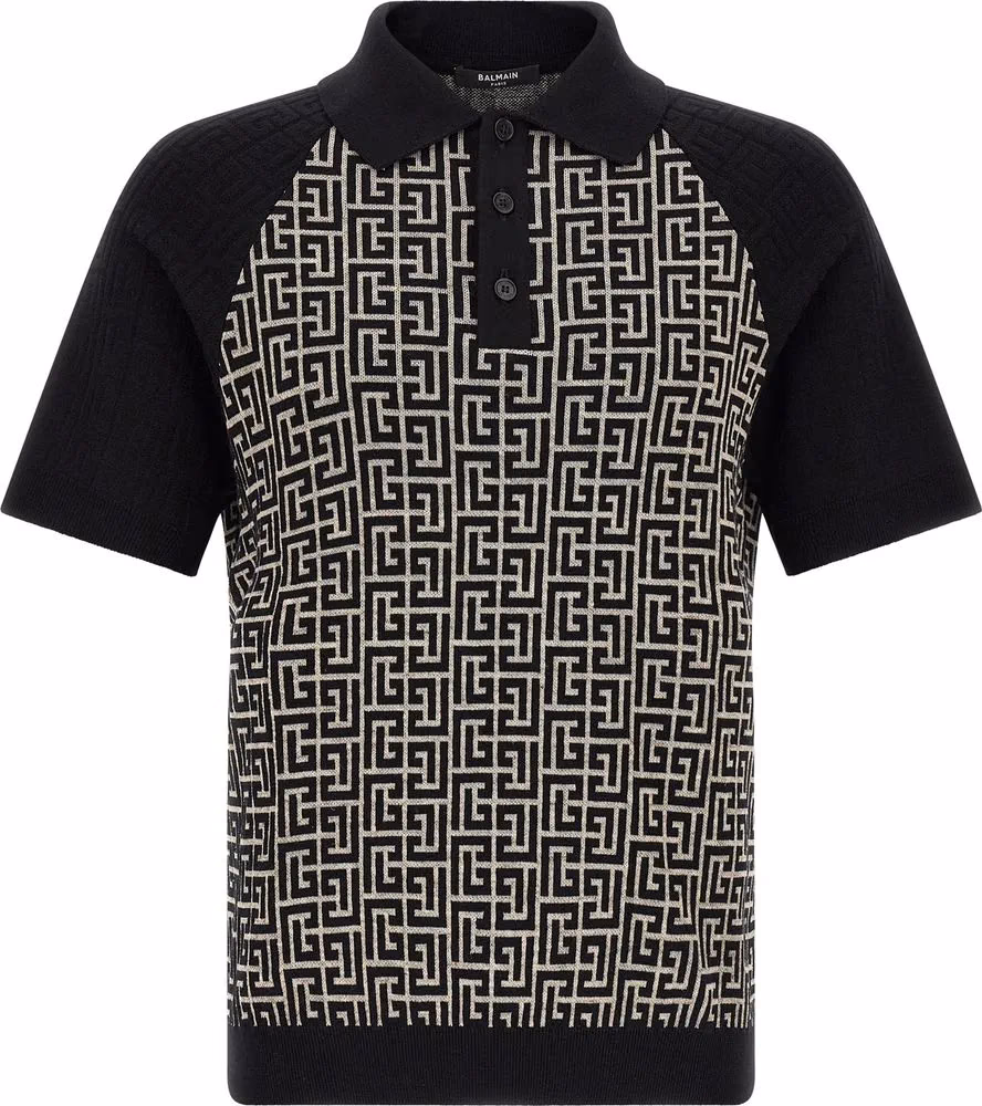 Balmain Bicolor Cotton Polo Shirt