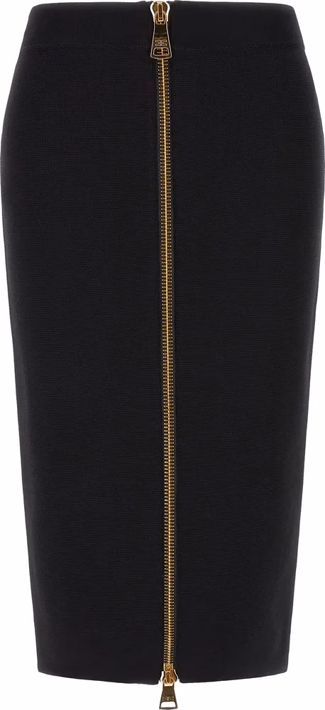 Elisabetta Franchi Black Viscose Midi Skirt