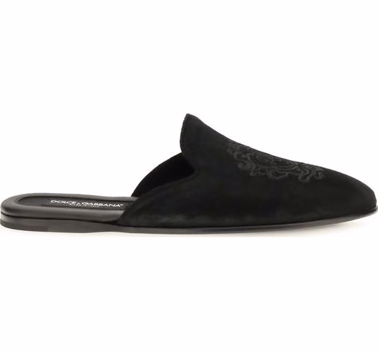 Dolce & Gabbana Black Calf Leather Bos Taurus Mules