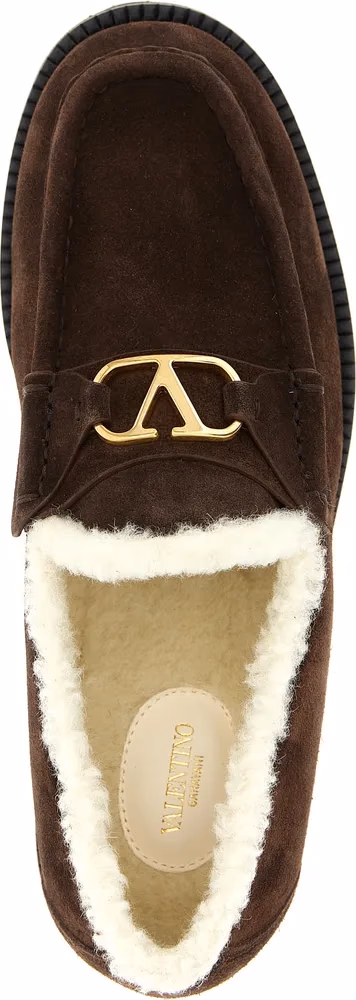 Valentino Garavani Brown Calfskin Slip-On Loafers