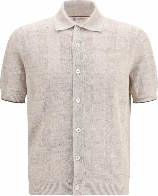 Brunello Cucinelli Beige Cotton Polo Shirt