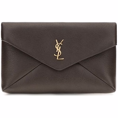 Saint Laurent Brown Lamb Ovis Aries Aries Clutch Bag