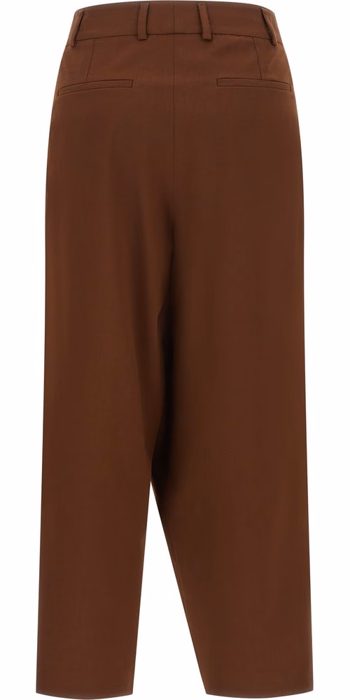 Alberto Biani Brown Wool Cropped Pants