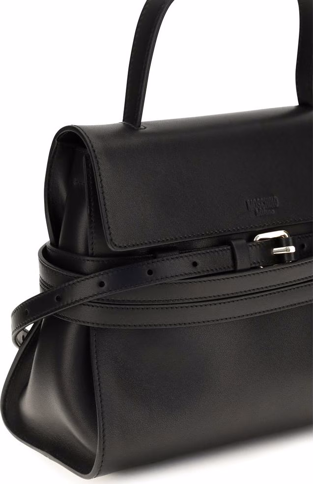 Moschino Black Calf Leather Bos Taurus Shoulder Bag