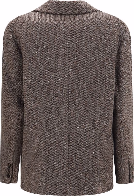 Brunello Cucinelli Brown Wool Oves Aries Biker Jacket