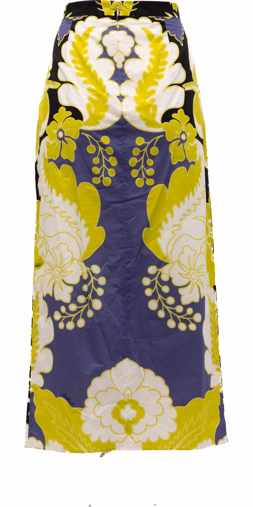 Valentino Garavani Women Floral Skirt in Black, Lime Green, White Details