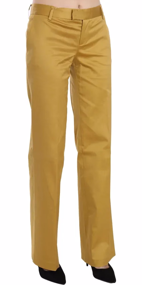 Just Cavalli Mustard Yellow Straight Formal Trousers Pants