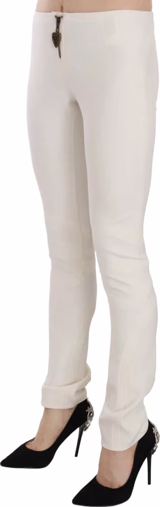 Just Cavalli White Mid Waist Skinny Dress Trousers Pants