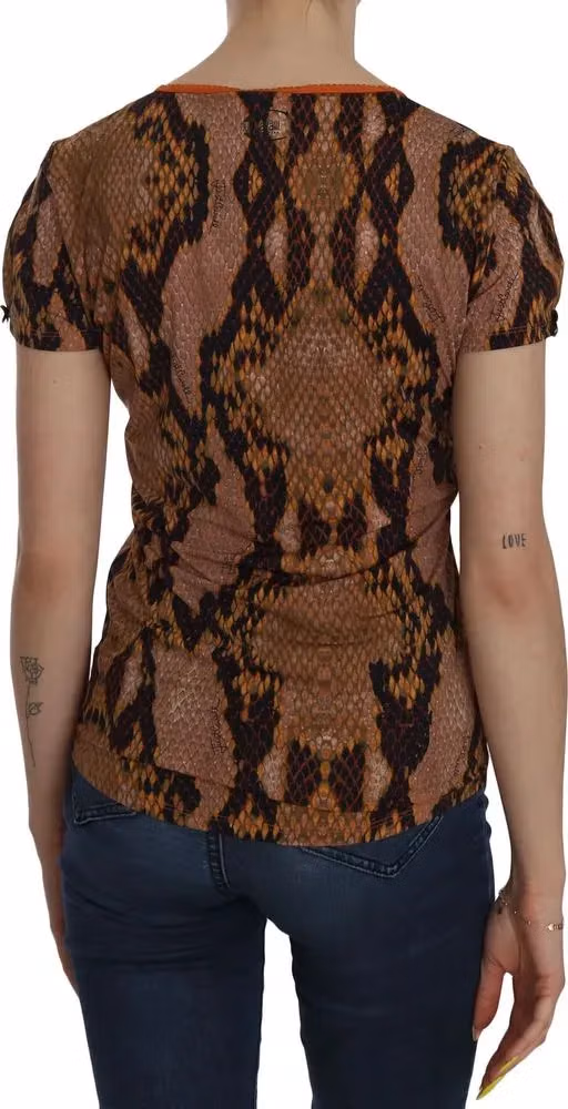 Just Cavalli Snake Skin Print Short Sleeve Top T-shirt
