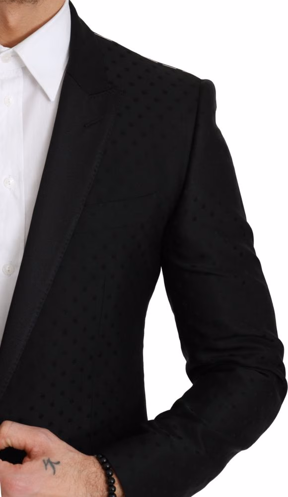 Dolce & Gabbana Black Slim Fit Coat Jacket MARTINI Blazer