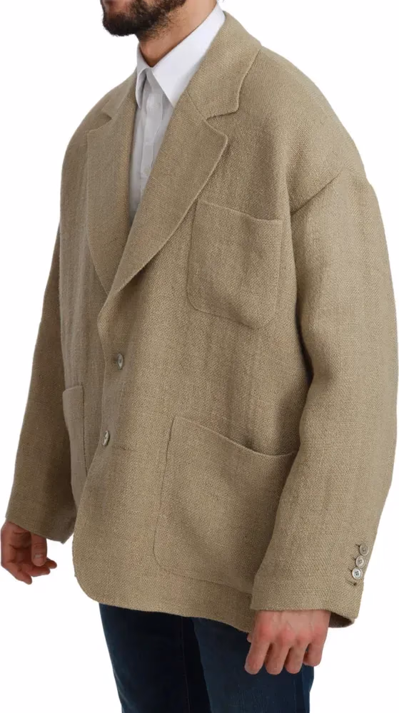 Dolce & Gabbana Beige Jacket Coat 100% Jute Blazer Coat