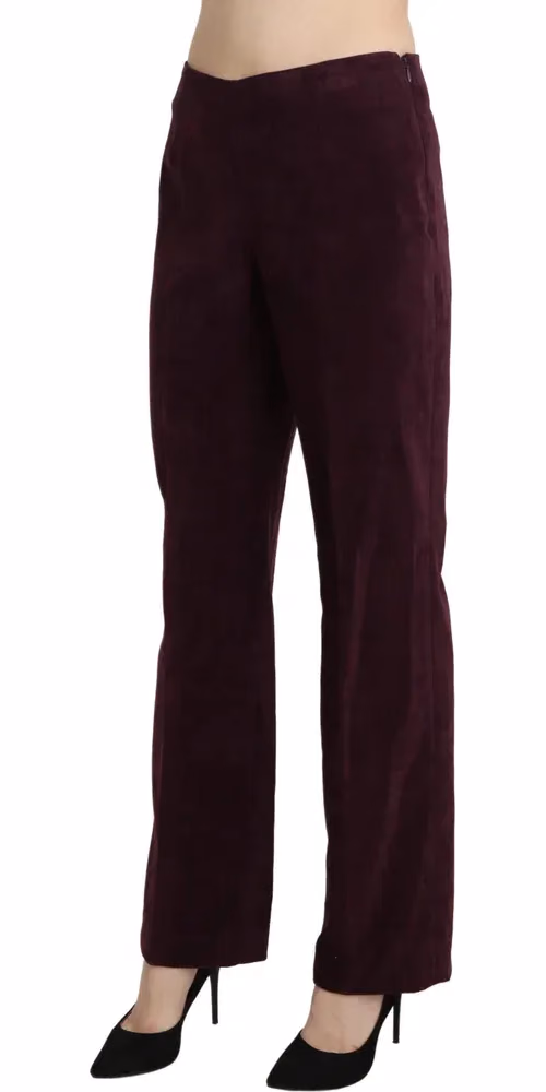 BENCIVENGA Purple Suede High Waist Straight Trouser Pants