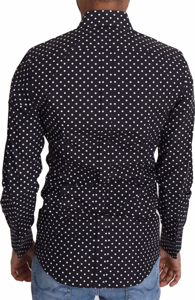 Dolce & Gabbana Black White Polka Dots Casual Shirt