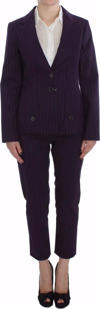 BENCIVENGA Purple Striped Stretch Coat Blazer Pants Suit