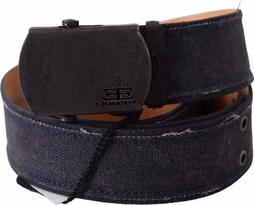 Ermanno Scervino Blue Leather Ratchet Buckle Belt