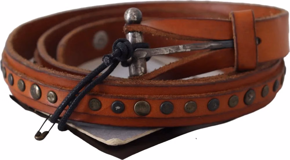 Scervino Street Brown Genuine Leather Rustic Silver Buckle Belt