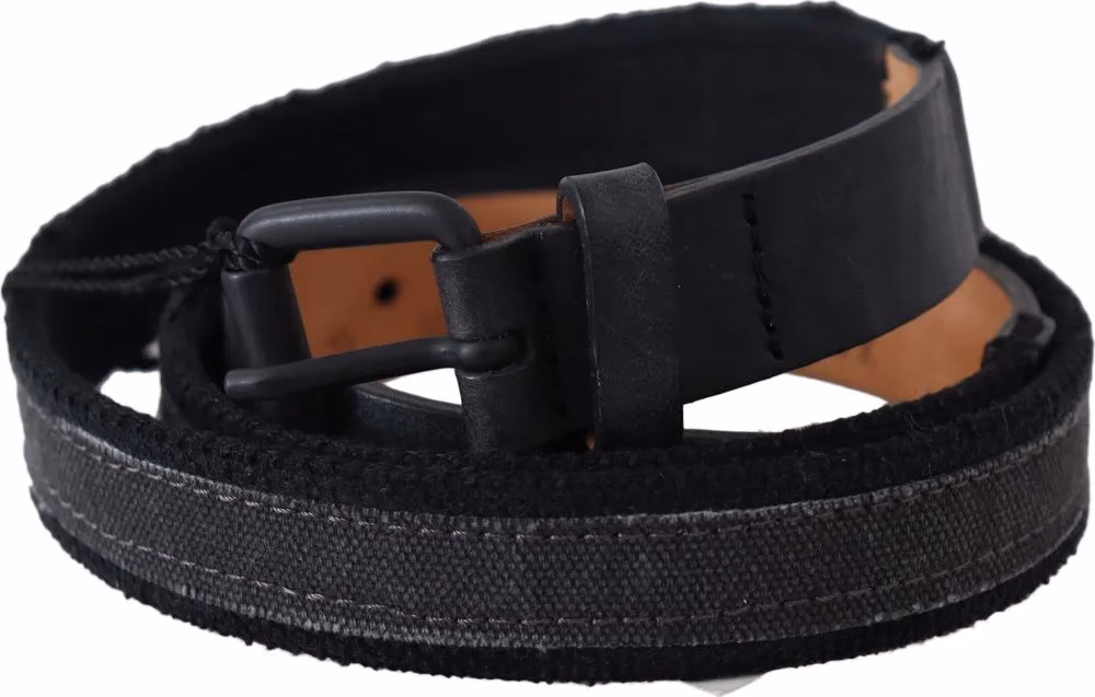 Ermanno Scervino Black Leather Logo Buckle Waist