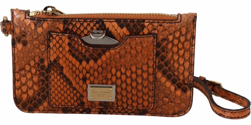 Dolce & Gabbana Brown Leather Coin Purse Wristlet Mirror AGNESE Wallet