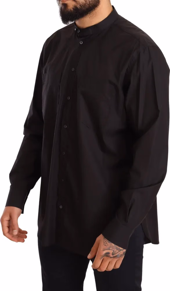 Dolce & Gabbana Black 100% Cotton Formal Dress Top Shirt
